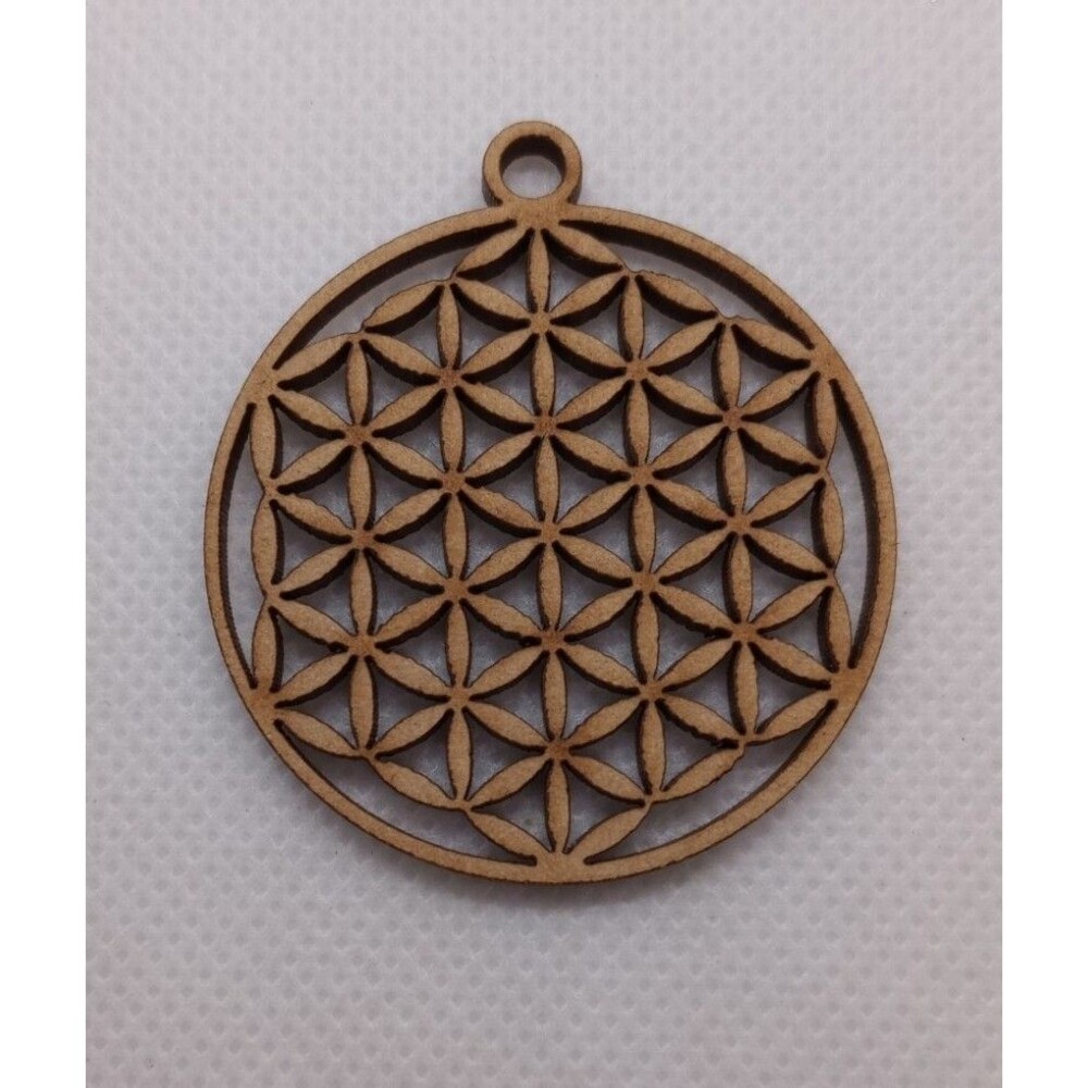 Wood Art Wooden Geometric Necklace Charm